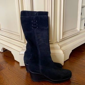 La Canadienne Black Suede Knee-High Boots